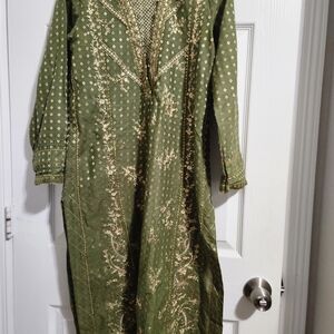 Elegant Green Embroidered Dress